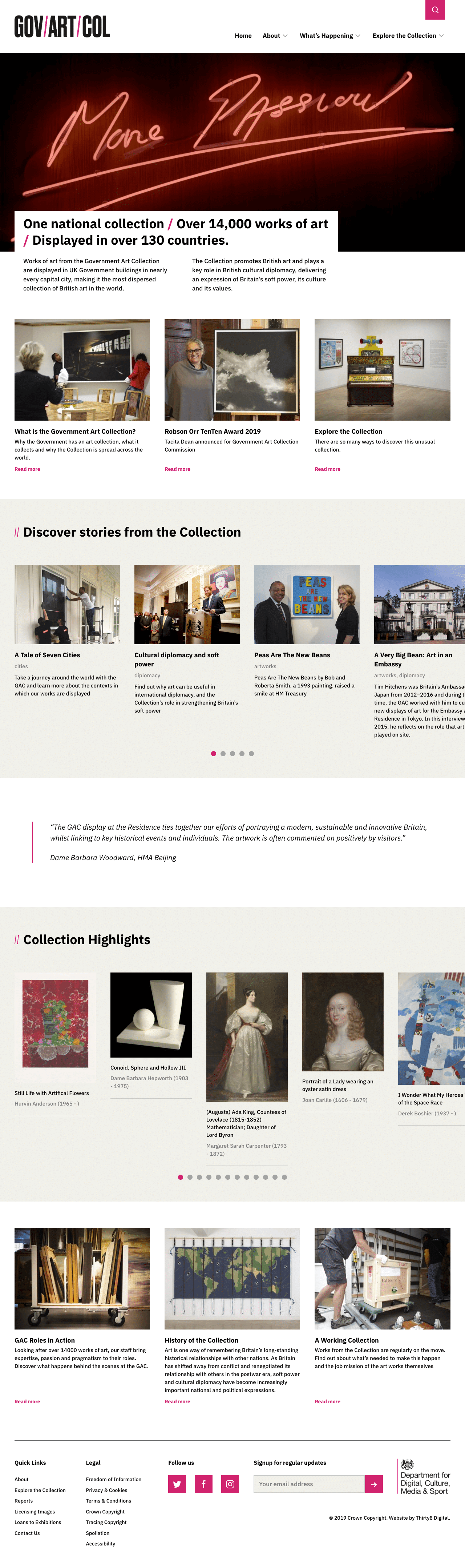 Government Art Collection homepage design