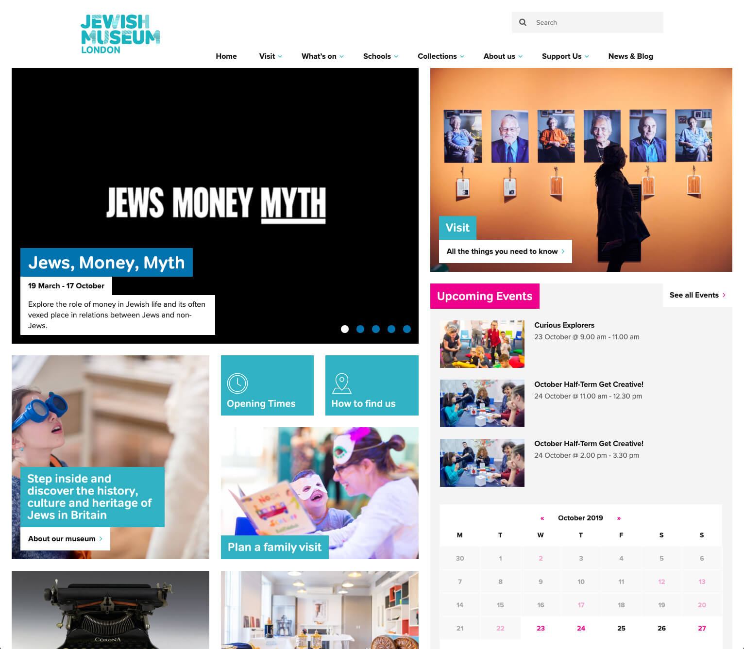 Jewish Museum homepage without grid displayed